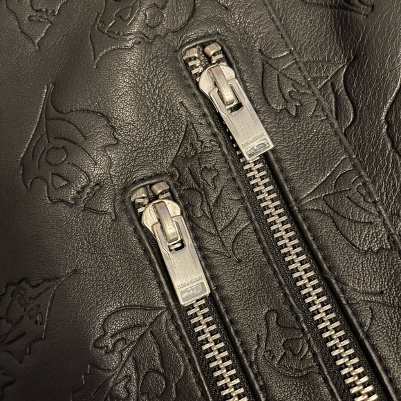 Skull Face and Leaf Leather Jacket - Picture 5 of 16